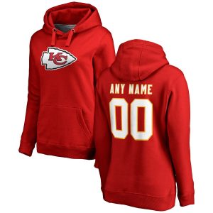 Kansas City Chiefs Women’s Red Any Name & Number Logo Personalized Pullover Hoodie