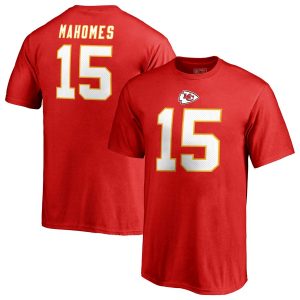 Patrick Mahomes Kansas City Chiefs Youth Red Authentic Stack Name & Number T-Shirt