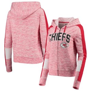 New Era Kansas City Chiefs Women’s Red Athletic Space Dye French Terry Full-Zip Hoodie