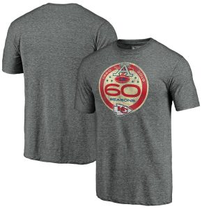 NFL Pro Line by Fanatics Branded Kansas City Chiefs Gray 60th Season Logo Weathered Tri-Blend T-Shirt