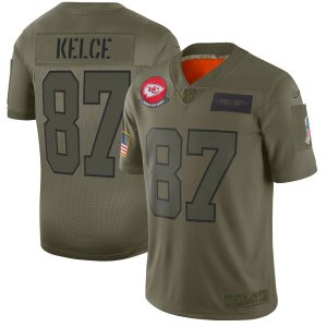 Nike Travis Kelce Kansas City Chiefs Olive 2019 Salute to Service Limited Jersey