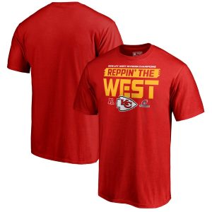 Kansas City Chiefs NFL Pro Line by Fanatics Branded 2018 AFC West Division Champions Fair Catch T-Shirt – Red