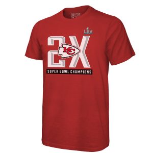 Kansas City Chiefs NFL Pro Line by Fanatics Branded 2-Time Super Bowl Champions Block T-Shirt – Red