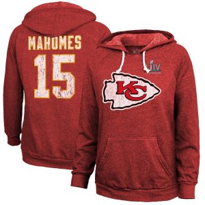 Patrick Mahomes Kansas City Chiefs NFL Pro Line by Fanatics Branded Women’s Super Bowl LIV Champions Name & Number Pullover Hoodie – Red